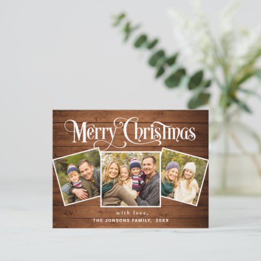 Kerstfeestdag, 3-pHOTO-feestdag Briefkaart (Staand voorkant)