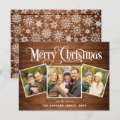 Kerstfeestdag, 3-pHOTO-feestdag Briefkaart (Voorkant / Achterkant)