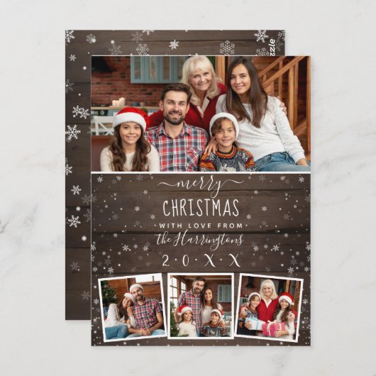 Kerstfeestdag 4 Foto  hout en sneeuw Briefkaart (Voorkant / Achterkant)