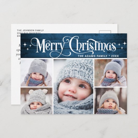 Kerstfeestdag, 5-pHOTO-feestdag Briefkaart (Voorkant / Achterkant)