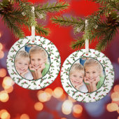 kerstfeestdag Aangepaste foto-Waterverf Floral Glas Ornament