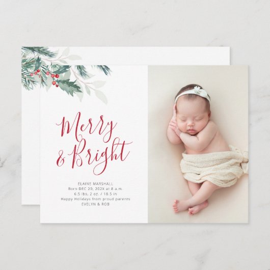 kerstfeestdag - aankondiging briefkaart (Voorkant / Achterkant)