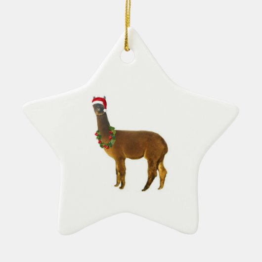 Kerstfeestdag Alpaca Keramisch Ornament (Voorkant)