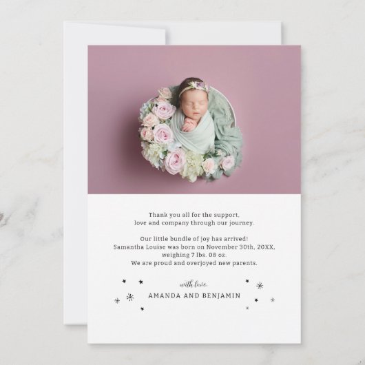 Kerstfeestdag Baby Foto geboorte Aankondiging (Achterkant)