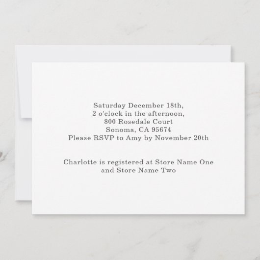 Kerstfeestdag Baby shower Kaart (Achterkant)