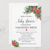 Kerstfeestdag baby shower kaart (Voorkant / Achterkant)