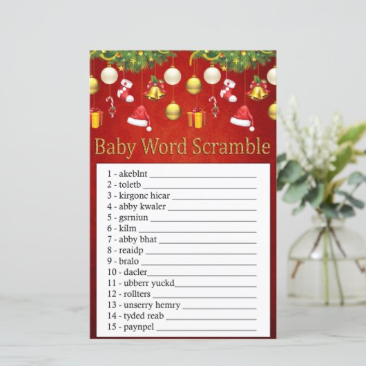 kerstfeestdag Baby woordscramble-game voor decor (Staand voorkant)