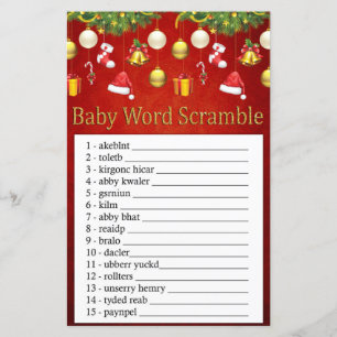 kerstfeestdag Baby woordscramble-game voor decor