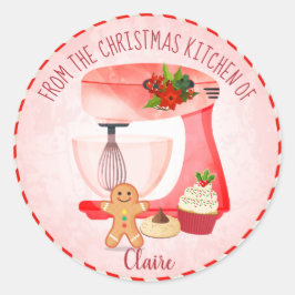 Kerstfeestdag bakken ronde sticker