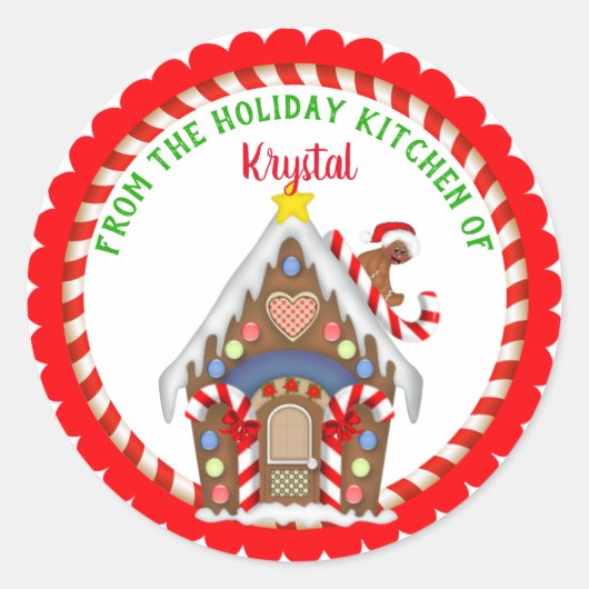 Kerstfeestdag bakken ronde sticker (Voorkant)