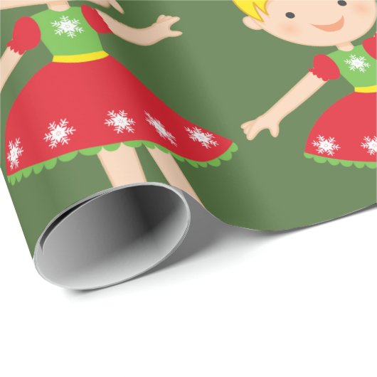 Kerstfeestdag Ballerina Cadeaupapier (Rol Hoek)