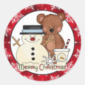Kerstfeestdag Beer cartoon sticker (Voorkant)