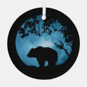 Kerstfeestdag Beer en maan Glas Ornament (Achterkant)