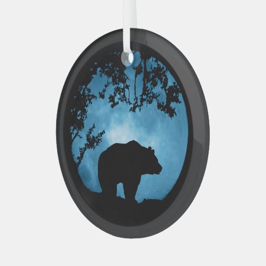 Kerstfeestdag Beer en maan Glas Ornament (Voorkant links)