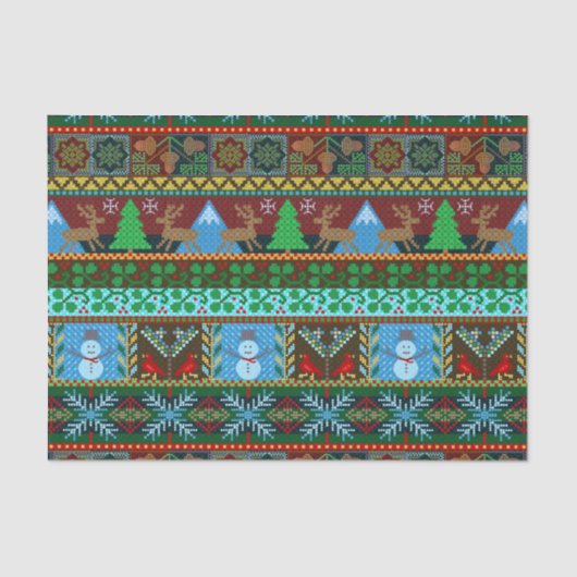 Kerstfeestdag - Bekroond Sweater Pattern Reindeer Tissuepapier (Voorkant)
