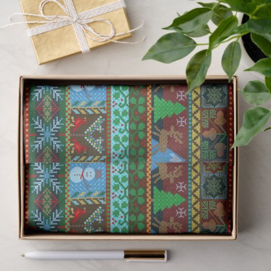 Kerstfeestdag - Bekroond Sweater Pattern Reindeer Tissuepapier (Geschenk)