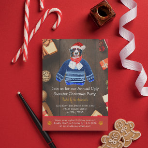 Kerstfeestdag Bernese Dog Ugly Sweater Party Kaart