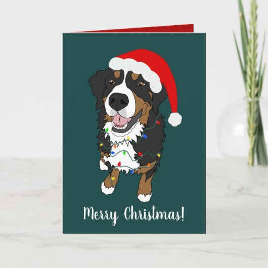 Kerstfeestdag Bernese Mountain Dog Bedankkaart (Voorkant)