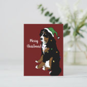 Kerstfeestdag Bernese Mountain Dog Briefkaart (Staand voorkant)