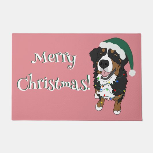 Kerstfeestdag Bernese Mountain Dog Deurmat (Voorkant)