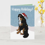 Kerstfeestdag Bernese Mountain Dog Kaart (Gele Bloem)
