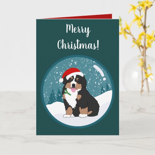 Kerstfeestdag Bernese Mountain Dog Kaart (Gele Bloem)