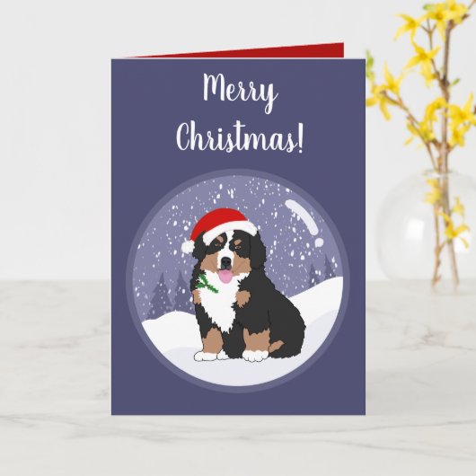 Kerstfeestdag Bernese Mountain Dog Kaart (Gele Bloem)