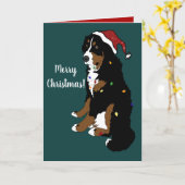 Kerstfeestdag Bernese Mountain Dog Kaart (Gele Bloem)