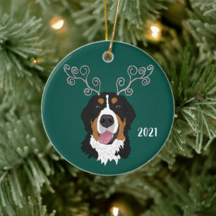 Kerstfeestdag Bernese Mountain Dog  Keramisch Ornament