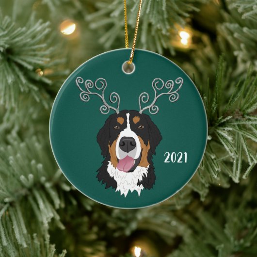 Kerstfeestdag Bernese Mountain Dog  Keramisch Ornament (Boom)
