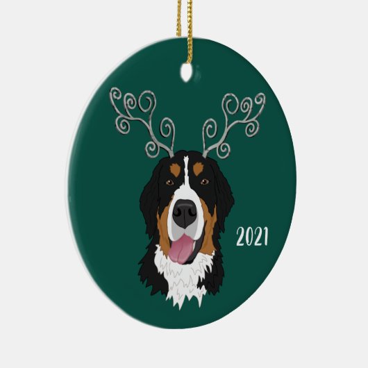 Kerstfeestdag Bernese Mountain Dog  Keramisch Ornament (Rechts)