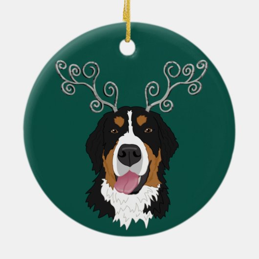 Kerstfeestdag Bernese Mountain Dog  Keramisch Ornament (Achterkant)
