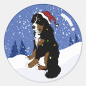 Kerstfeestdag Bernese Mountain Dog Ronde Sticker (Voorkant)