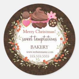 Kerstfeestdag Berry Wreath Assorted Desserts Ronde Sticker