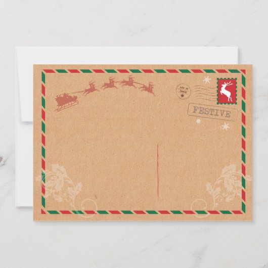 kerstfeestdag binnenpostkaart uitnodiging (Achterkant)