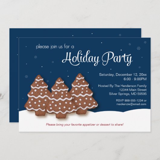 Kerstfeestdag - Blauw Kaart (Voorkant / Achterkant)