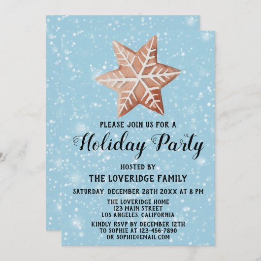 kerstfeestdag blauw sneeuw kaart (Voorkant / Achterkant)