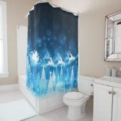 Kerstfeestdag - Blauwe Kerstman en slee Douchegordijn (In situ)