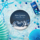 Kerstfeestdag Blauwe Pearl 1 Design Papieren Bordje (Feest)