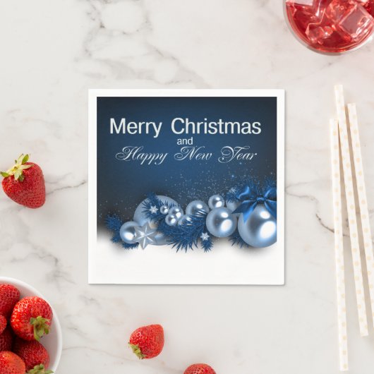 Kerstfeestdag Blauwe Pearl 1 Design Servetten (Insitu)