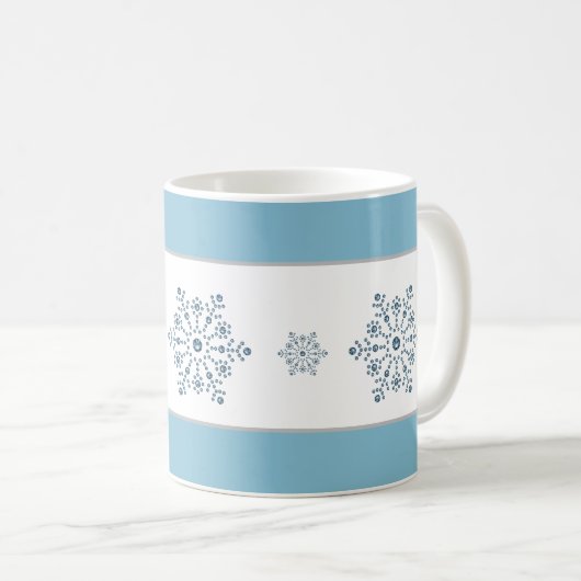 kerstfeestdag blauwe streep sneeuwvlok Mok (Voorkant rechts)