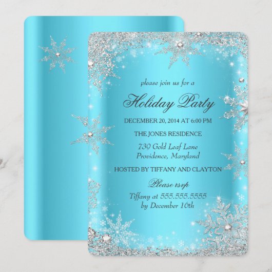 Kerstfeestdag Blauwe winter Wonderland Kaart (Voorkant / Achterkant)