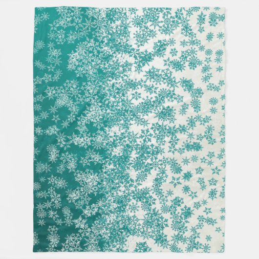 Kerstfeestdag Blauwgroen sneeuwvlokken Fleece Deken (Voorkant)