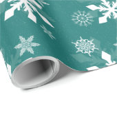 Kerstfeestdag Blauwgroen Snowflake Cadeaupapier (Rol Hoek)