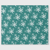 Kerstfeestdag Blauwgroen Snowflake Cadeaupapier (Vlak)