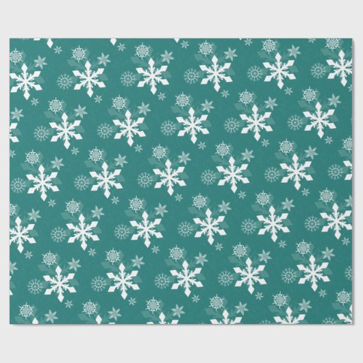 Kerstfeestdag Blauwgroen Snowflake Cadeaupapier (Vlak)