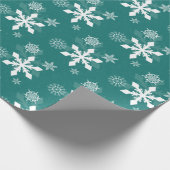 Kerstfeestdag Blauwgroen Snowflake Cadeaupapier (Hoek)