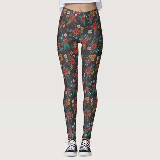 Kerstfeestdag | Bloemen | LEGGINGS (Voorkant)