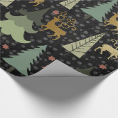 Kerstfeestdag - Bomen en bier op zwart Cadeaupapier (Hoek)