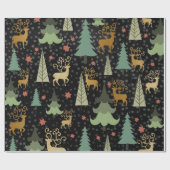 Kerstfeestdag - Bomen en bier op zwart Cadeaupapier (Vlak)